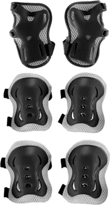 Produktbild von Set Schutzausrüstung für Kinder beim Rollschuhlaufen, Skateboarden, Rollerfahren, Radfahren und anderen Sportarten für Kleinkinder, Jungen und Mädchen: Handgelenkschutz, Knie- und Ellbogenschoner