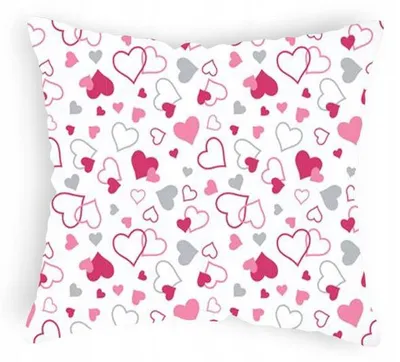 Image de Housse de coussin Designpremium Coton Blanc Cœur Rose 70x80 cm