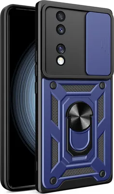 Produktbild von Hülle für Honor 70 mit Ring Ständer Halter Dia Kameraschutz TPU PC Hybrid Handyhülle Blau