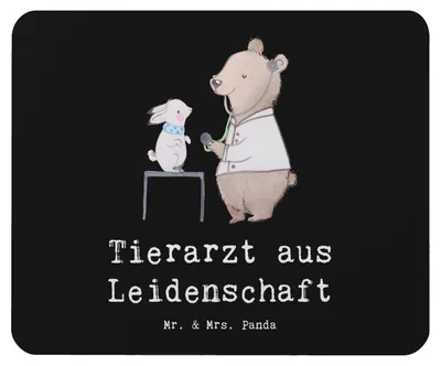 Produktbild von Mr. & Mrs. Panda Mouse Pad Tierarzt Leidenschaft - Schwarz - Geschenk, laptop mousepad, mauspad, mousematte