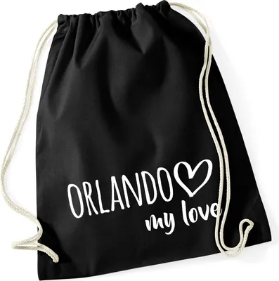 Produktbild von Huuraa Turnbeutel Orlando my love 12 Liter Black Baumwolle Rucksack Geschenkidee