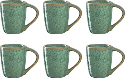 Produktbild von Leonardo Matera Espressotassen 4er Set, Mokka-Becher aus Steingut, spülmaschinengeeignete Espresso-Gläser, Keramik-Tassen, grün, 90 ml, 018597