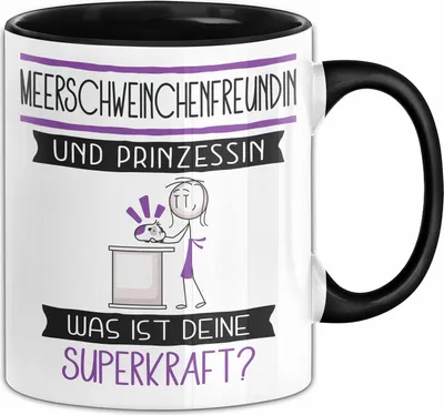 Produktbild von Meerschweinchenfreundin Und Prinzessin Tasse Geschenk Für Eine Meerschweinchenfreundin Geburtstag Was Ist Deine Superkraft (Schwarz)