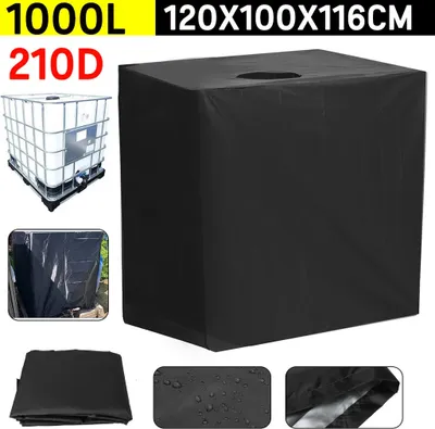 Obrázek produktu pro Kryt na IBC kontejner, plachta na vodní nádrž 1000 l, ochranný obal, ochranná plachta. Vhodné pro IBC kontejner, nádrž na dešťovou vodu 120 x 100 x 116 cm, černá