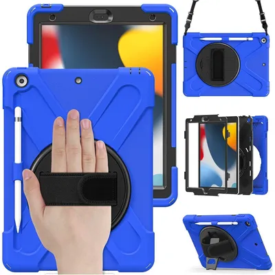 Produktbild von Mobigear SureGrip XGuard Tablet-Hülle für iPad 9 (2021) - mit Standfunktion mit Stifthalter Blau