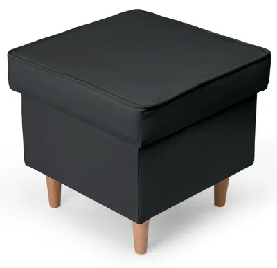 Produktbild von MG Design Samt Sitzhocker in Dunkelgrau 45 x 45 cm - Gepolsterter Polsterhocker mit Holzbeinen für Wohnzimmer, Schlafzimmer oder Flur