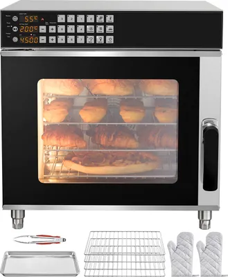 Obrázek produktu pro SucceBuy Komerční konvekční trouba, objem 58 litrů, příkon 2800 W, 4 úrovně, nerezová ocel, pro pečení v restauracích i doma