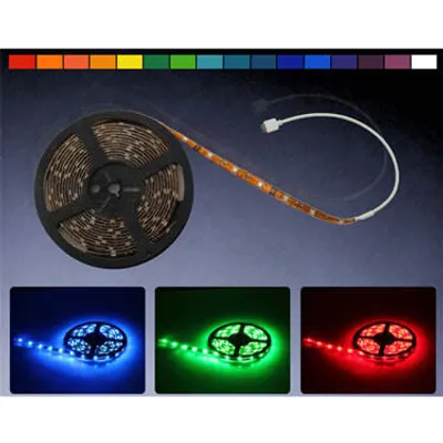 Produktbild von SMD LED Leiste Stripe 5 Meter RGB Streifen mit Farbwechsel, IR-Fernbedienung, Eaxus
