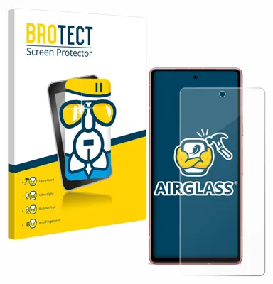 Product packaging for a screen protector, with a graphic representation of a phone and a screen protector.