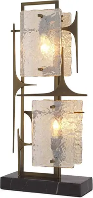 Produktbild von Casa Padrino Luxus Tischleuchte Antik Messing / Schwarz 32,5 x 15 x H. 72 cm - Elegante Schreibtischleuchte mit Marmorsockel und Glas Lampenschirmen - Luxus Leuchten - Luxus Möbel - Luxus Interior