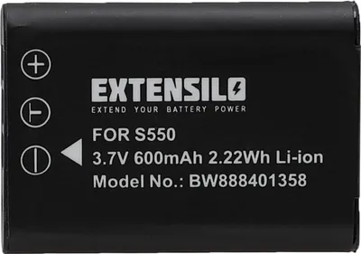 Produktbild von EXTENSILO Akku kompatibel mit Nikon Coolpix S560, S550 Kamera (600 mAh, 3,7 V, Li-Ion)