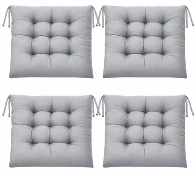 4er-Set Sitzkissen 40x40 cm mit Bändern, grau