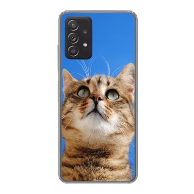 Produktbild von MuchoWow® Handyhülle Schutzhülle Hülle für Samsung Galaxy A53 5G Katze - Braun - Luft - Mädchen - Jungen - Kinder Silikon Softcase Handy Hülle - Schutzabdeckung