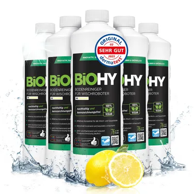 Produktbild von BiOHY Bodenreiniger für Wischroboter 6er Sparpack (6x1l), Glanzreiniger, Bodenwischpflege, -Konzentrat – 6er Pack (6 x 1 Liter Flasche)