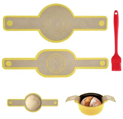 Produktbild von Silikon-Backmatte für Aufläufe, 2-teiliges Set mit Brotring und Silikonpinsel, Antihaftbeschichtung, wiederverwendbare Backmatte für Brot und Kekse