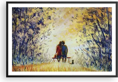 Produktbild von Gerahmtes Poster - Schwarzer Rahmen - Liebhaber auf Bank - 91,5x61 cm - Wand Bild - Wanddeko - Wandbilder - Kunstposter - Wandposter - Bilderrahmen - Bilder - Kunstdruck - P2BAA91x61-4578