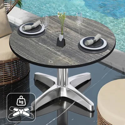 Produktbild von CPBL | Compact Loungetisch | Ø:H 60 x 42 cm | Rustikal Kiefer / Aluminium | Zusatzgewicht | Bistro Loungetisch Gastro Tisch