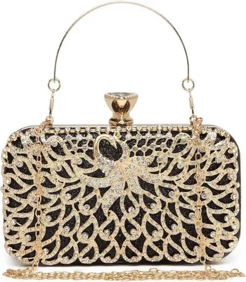 Produktbild von Miss Lulu Damen Clutch Tasche Schwarz Abendhandtasche mit Kette