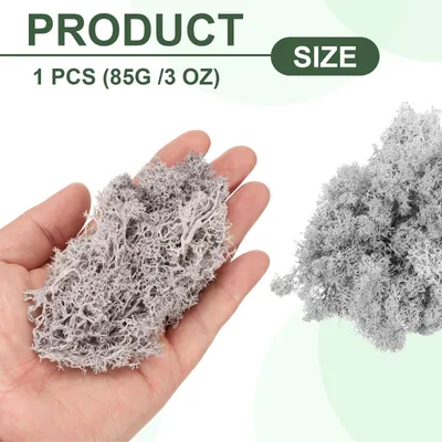 Produktbild von 3oz Konserviertes Rentier Moos, Hellgrau Dekoratives Kš¹nstliches Falsches Moos Fš¹r Topfpflanzen Indoor Basteln Flechten Tischdekoration Deko
