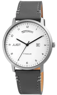 Produktbild von Just Titan Herrenuhr mit Echtlederarmband, 5 ATM