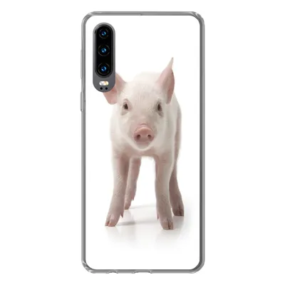 Produktbild von MuchoWow® Handyhülle Schutzhülle Hülle für Huawei P30 Schwein - Tiere - Weiß Silikon Softcase Handy Hülle - Kartenbesitzer