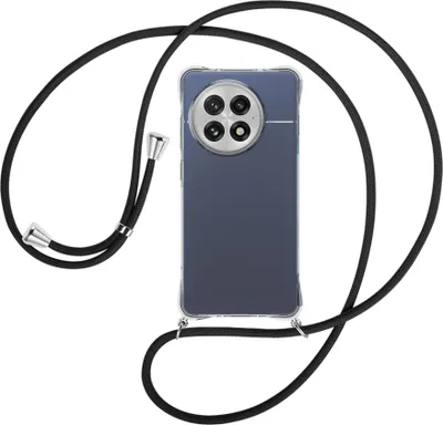 Produktbild von Handykette Backcover-Schutzhülle mit Band (Metall silberfarben) für OnePlus ACE5 5G - schwarz