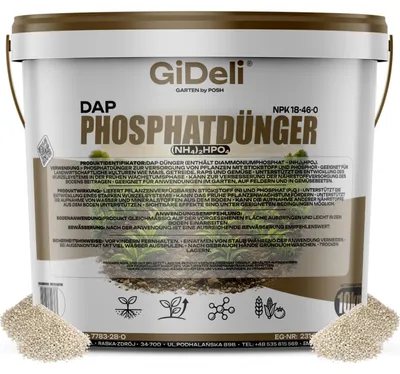 Obrázok produktu pre DAP 10 kg fosfátové hnojivo pre kukuricu a obilniny, granulát, NPK 18-46, rozpustné pre korene, GiDeli