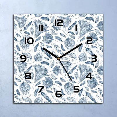 Produktbild von Wanduhr Echt-Glas-Küchenuhr Indigo blau weiß Quarz Lautlos 30x30 Deko Bilder