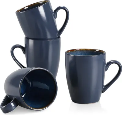 Image de Tasses à café vancasso, série BUBBLE en grès, lot de 4 tasses en grès, tasses de 380 ml, style vintage