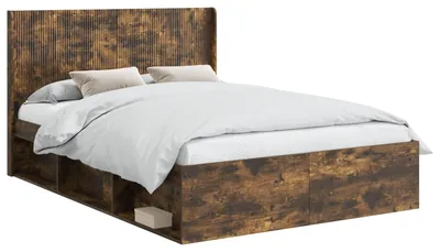 Image de vidaXL : Ensemble de lit avec espace de rangement et tête de lit, 2 pièces, en panneaux de particules
