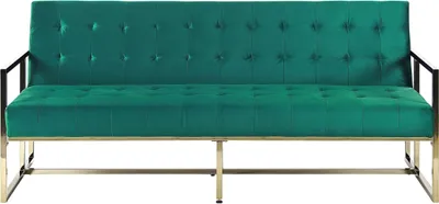 Zdjęcie produktu dla BELIANI Sofa rozkładana zielona welurowa pikowana tapicerka 3-osobowa ze złotą ramą w stylu retro