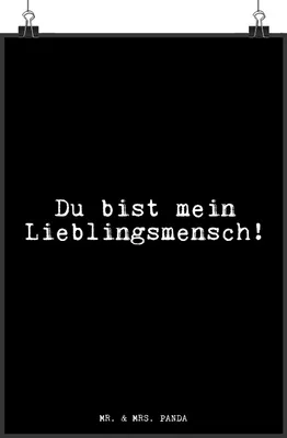 Produktbild von Mr. & Mrs. Panda Bild Du bist mein Lieblingsmensch! DIN A4 - Schwarz - Geschenk, Wanddekoration, Lieblings Mensch, drucke, Wandbild, Lieblingsmensch, wanddeko, Sprüche