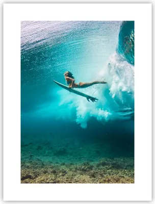 Produktbild von Poster - Poster ohne Rahmen - Surfen Unterwasser Frau - 30x40 cm - Wand Bild - Wanddeko - Wandbilder - Kunstposter - Wandposter - Bilder - Kunstdruck - Wanddekoration - Wandbild - P2XPA30x40-4898