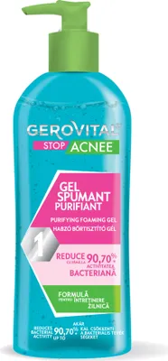 Immagine prodotto di Gerovital Stop Aknee Gel detergente schiumogeno con acido salicilico per pelli miste, grasse e impure, purificante e seboregolatore, 150 ml