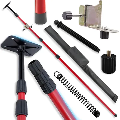 A collection of laser leveling tools and accessories laid out against a white background.