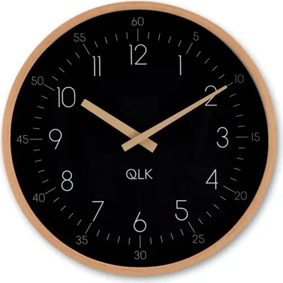Obrázek produktu pro Nástěnné hodiny QLK Moderní designové hodiny s dřevěným rámem a ručičkami, Ø31cm