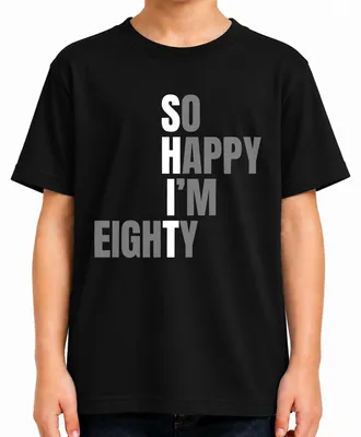 Productafbeelding van Wat een geweldig cadeau! "Ik ben 80!" - Grappig verjaardags T-shirt voor kinderen, zwart, maat 116