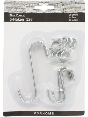 Produktbild von Haken S Form Edelstahl-Look 13er a.Karte 3 Größen