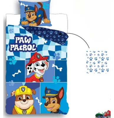Produktbild von Paw Patrol Bettbezug 135x200 cm & Kopfkissenbezug 80x80 cm – Aus 100% Baumwolle für Kinder Blau