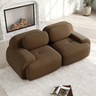 Produktbild von STILVORA 2-Sitzer Sofa mit rahmenlosem Design und modularer Kombinierbarkeit, Modulares Sofa mit geschwungenen Armlehnen, Schlafsofa mit hochelastischer Polsterung mit rutschfester Unterseite