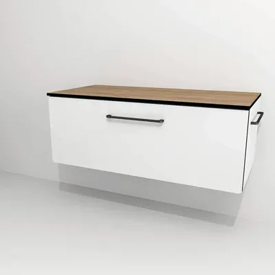 Produktbild von Devo Waschtischunterschrank mit 1 Schublade Sonus 2.0 BxHxT 97 x 36 x 45 cm arctic white hochglanz/natural bardolino oak