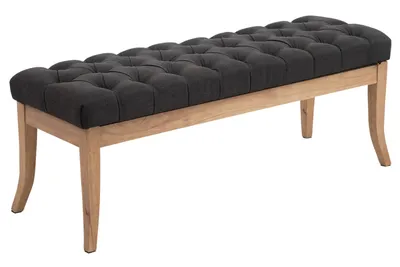 Zdjęcie produktu dla CLP Ławka Ramzes tkanina antyczna jasna z wysokiej jakości tapicerką, ciemnoszara 120 cm