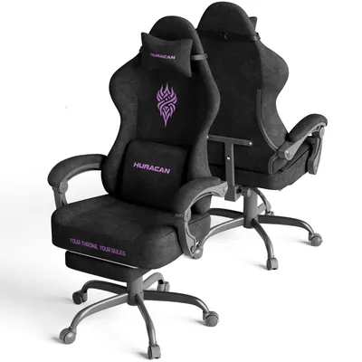 Produktbild von Arvioo Gaming Stuhl mit mit massagefunktion Lendenkissen, Ergonomischer Gaming Sessel, Atmungsaktiver Samtstoff, Ideal Für Homeoffice, Schwarz