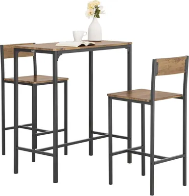 Obrázok produktu pre SoBuy bistro stôl | bistro nábytok | záhrada | barový stôl | 2 stoličky | 3-dielny set | stôl Š89xL45xV100cm