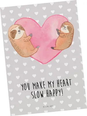 Produktbild von Mr. & Mrs. Panda Postkarte Faultiere Herz - Grau Pastell - Geschenk, für Frauen, kunstkarte, Valentinstag, Freundin, Postkarten, Ansichtskarte, Hochzeitstag, Liebesbeweis