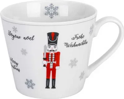 Produktbild von Krasilnikoff Happy Cup Becher XMAS NUSSKNACKER Weiß Weihnachtsbecher Tasse 300ml