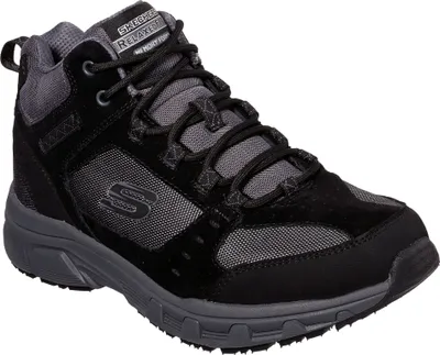 A single black and gray Skechers shoe is shown against a white background.