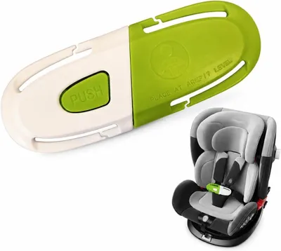 Imagen del producto de Arnés de seguridad para niños con clip antideslizante, color verde/blanco, para asientos de coche