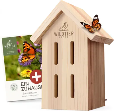 Produktbild von wildtier liebe Schmetterlingshaus - Wetterfest & Unbehandelt aus Massiv-Holz I Insektenhotel Schmetterling I Schmetterlinge züchten für den Garten