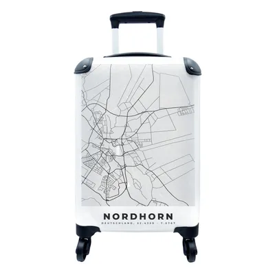 Produktbild von MuchoWow® Koffer Handgepäck Trolley Rollkoffer Kleine Reisekoffer mit 4 Rollen - Deutschland - Nordhorn - Karte - Stadtplan - Karte - Cabin Size < 55x40x23 cm & 55x40x20 cm - Fotokoffer - Kabinenkoffer - Boardgepäck - Reise-Box - Reisekoffer - Reisegepäck - Koffer mit Bild - Trolley für Kinder